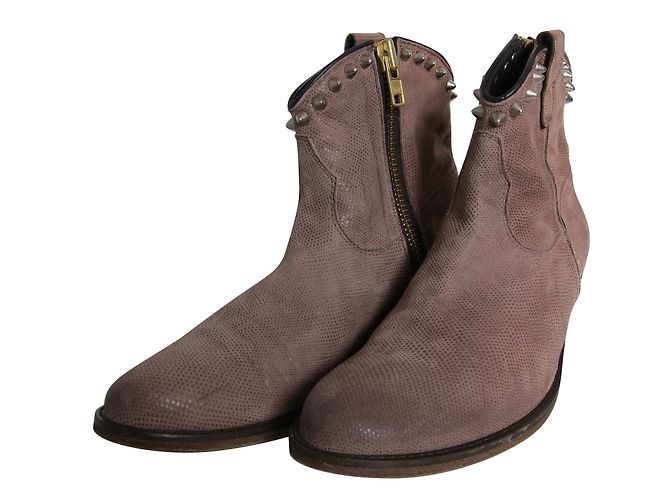 Autre Marque Botines Via Roma 15 de piel rosa con tachuelas - vista 2