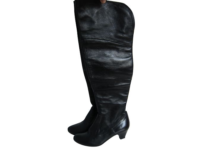 Autre Marque Botas cuissardes de cuero negro - vista 2