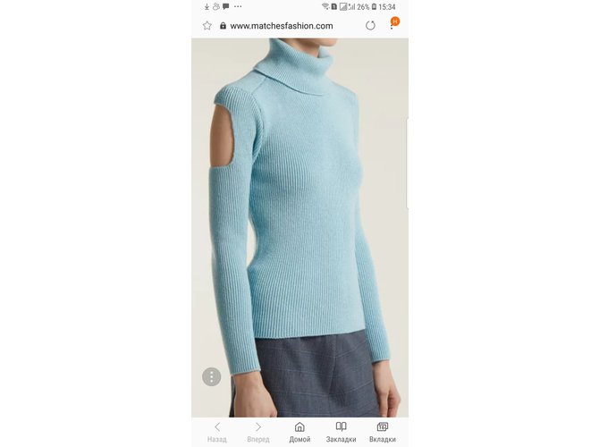 Balenciaga Hellblauer Wollpullover mit offenem Rücken - Ansicht 4