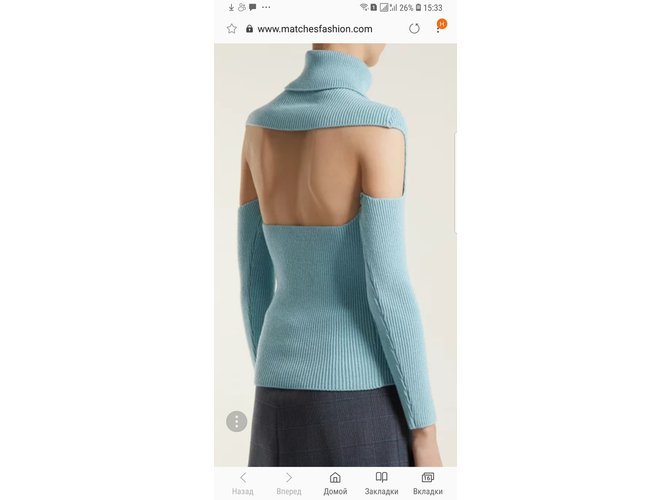 Balenciaga Hellblauer Wollpullover mit offenem Rücken - Ansicht 5