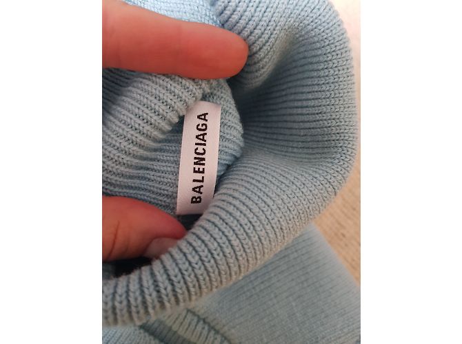 Balenciaga Hellblauer Wollpullover mit offenem Rücken - Ansicht 6