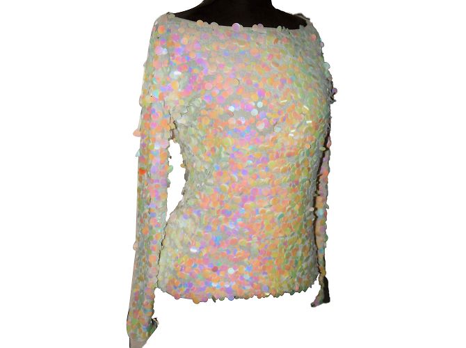 Blusa de manga longa com lantejoulas Valentino Bege - vista 2