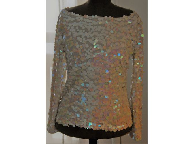 Blusa de manga longa com lantejoulas Valentino Bege - vista 6