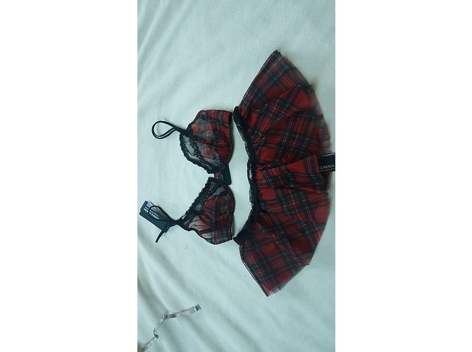 Set Reggiseno e Gonna Andres Sarda Nero Rosso Poliammide - vista 5