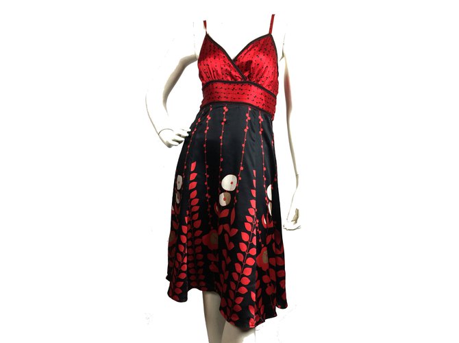 Ted Baker Silk dress Black White Red ref.81788 - Joli Closet