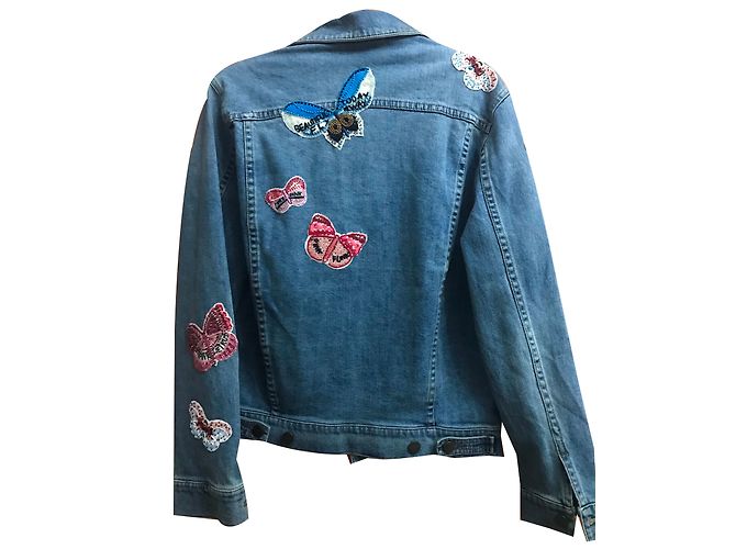 Valentino giacca denim a farfalla ricamata Blu - vista 2