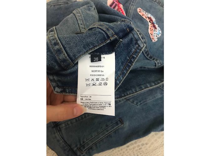 Valentino giacca denim a farfalla ricamata Blu - vista 4