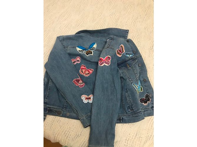 Valentino giacca denim a farfalla ricamata Blu - vista 6