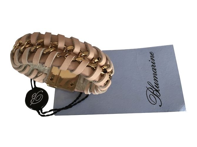 Blumarine Armband aus Leder und geflochtenem Metall Beige - Ansicht 2