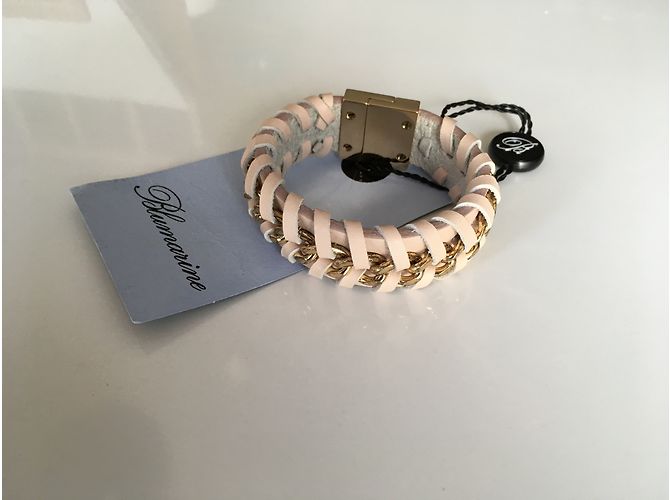 Blumarine Armband aus Leder und geflochtenem Metall Beige - Ansicht 3