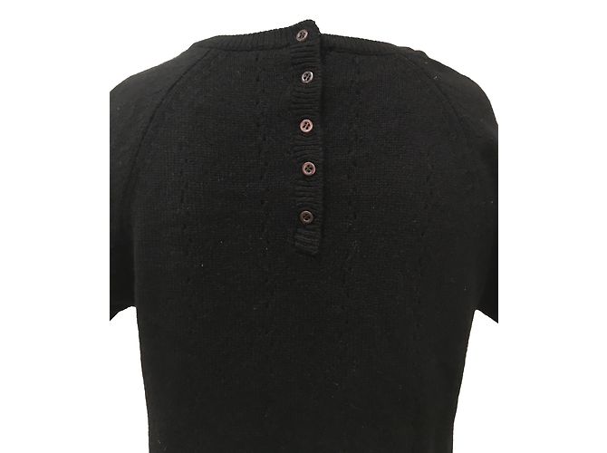 Autre Marque Schwarzes Kaschmir Pulloverkleid mit Lochmuster - Ansicht 2