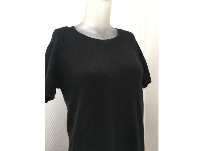 Autre Marque Schwarzes Kaschmir Pulloverkleid mit Lochmuster - Ansicht 3