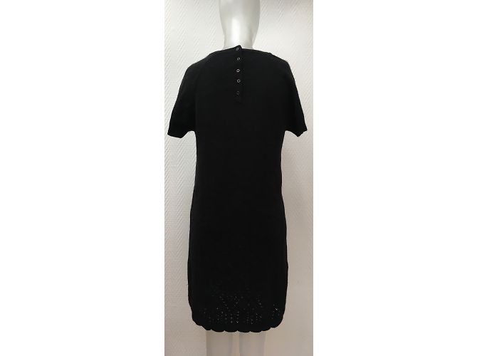 Autre Marque Schwarzes Kaschmir Pulloverkleid mit Lochmuster - Ansicht 4