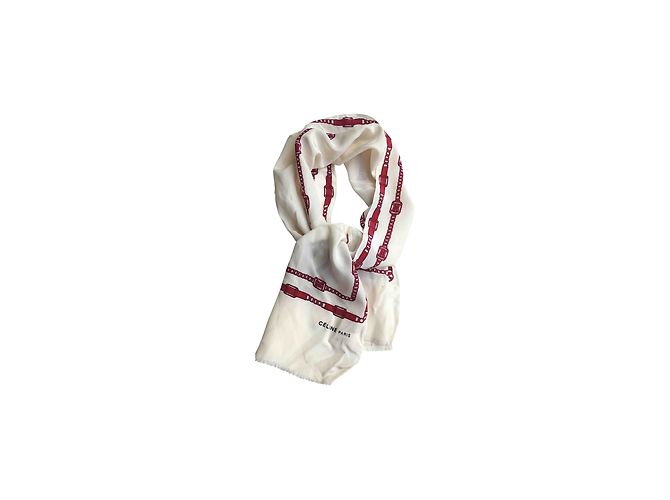 Lenço de seda Céline cor eggshell Fora de branco - vista 4