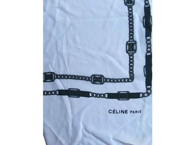 Lenço de seda Céline verde e eggshell Fora de branco - vista 2