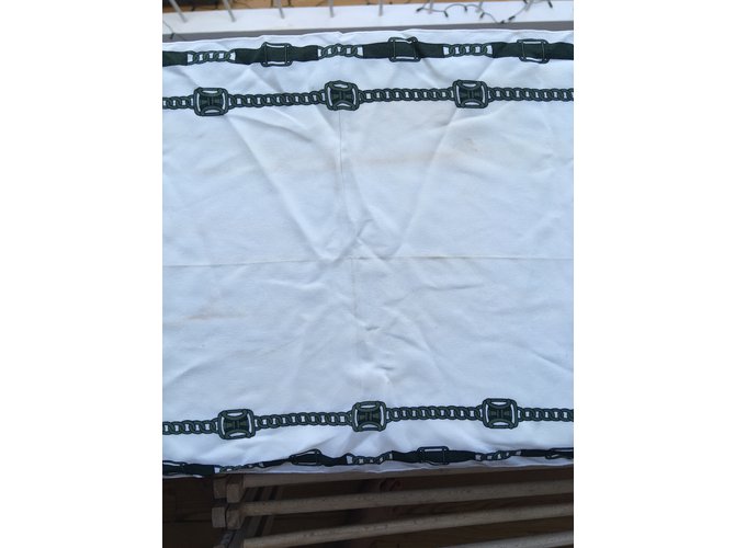 Lenço de seda Céline verde e eggshell Fora de branco - vista 4