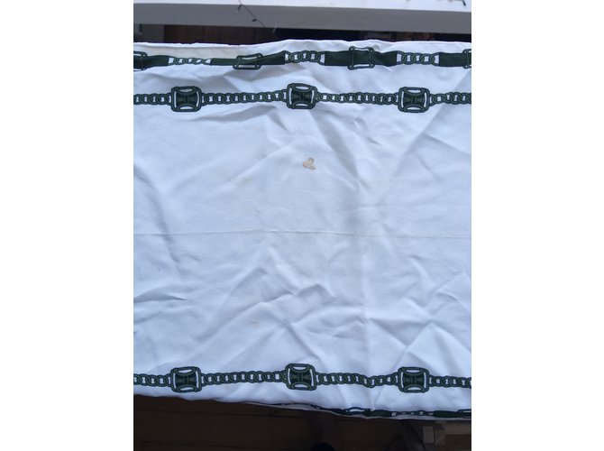 Lenço de seda Céline verde e eggshell Fora de branco - vista 5