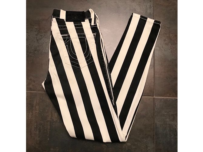 Vaqueros slim True Religion con rayas negras y blancas Negro Blanco - vista 5