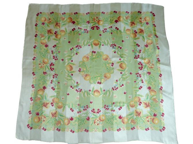 Autre Marque Sciarpa in chiffon di seta Grand Marnier Rosa Giallo Verde Verde chiaro - vista 2