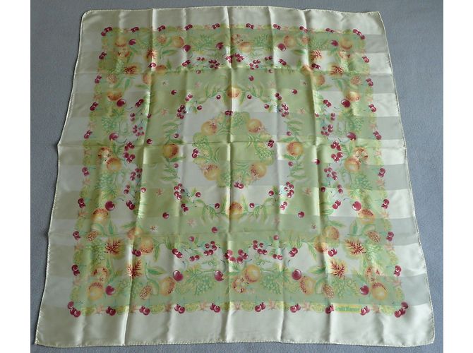 Autre Marque Sciarpa in chiffon di seta Grand Marnier Rosa Giallo Verde Verde chiaro - vista 4