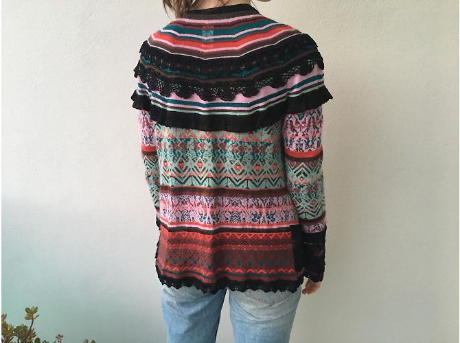 Christian Lacroix Strickware Schwarz Rot Lavendel Türkis XL - Ansicht 2
