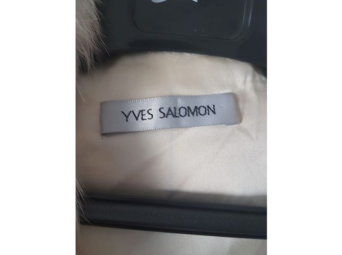Abrigo de piel de zorro blanco Yves Salomon Beige Talla 38 - vista 4