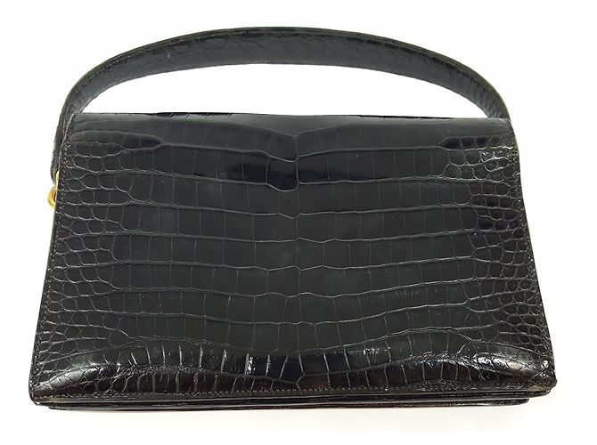 Hermès Borsa vintage in coccodrillo nero - vista 2