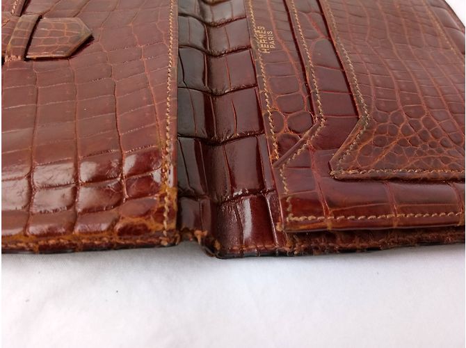 Hermès Cartera de cocodrilo marrón Castaño - vista 11