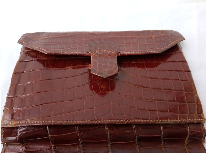 Hermès Cartera de cocodrilo marrón Castaño - vista 16