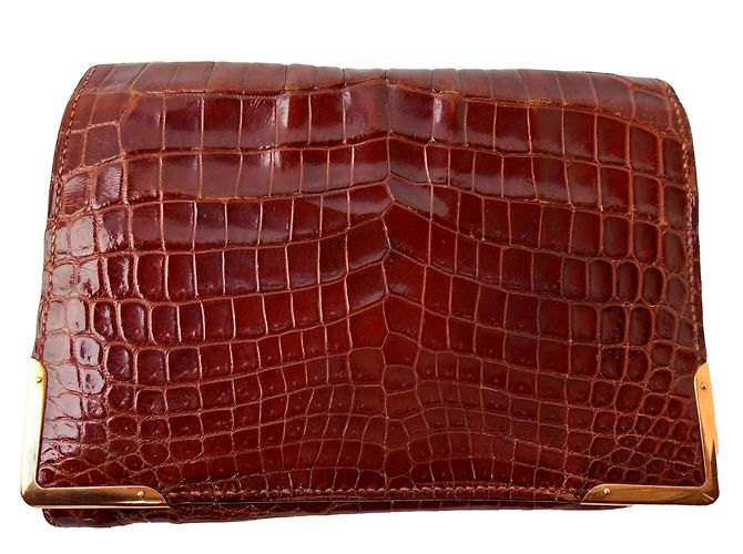 Hermès Cartera de cocodrilo marrón Castaño - vista 2