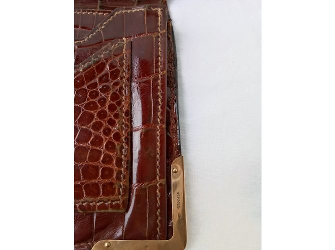 Hermès Cartera de cocodrilo marrón Castaño - vista 4
