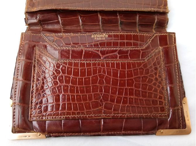 Hermès Cartera de cocodrilo marrón Castaño - vista 5