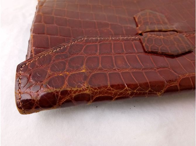 Hermès Cartera de cocodrilo marrón Castaño - vista 9