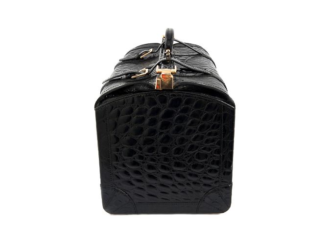 Autre Marque Valigia Gladstone in pelle nera goffrata Nero - vista 6