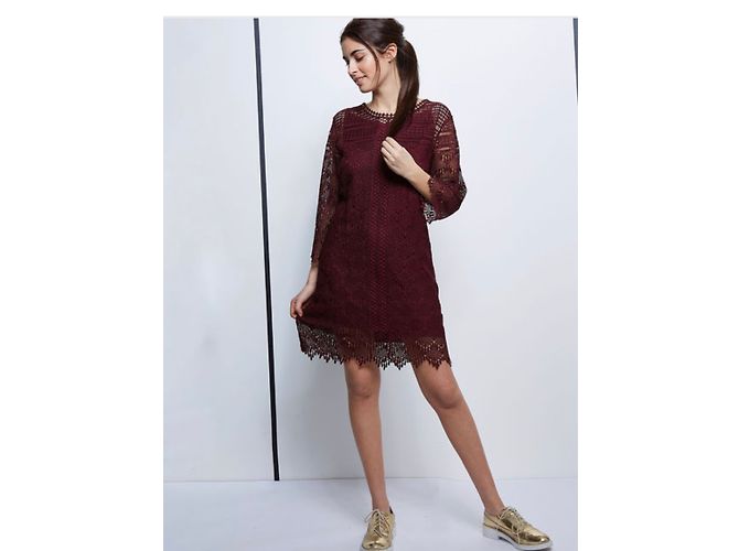 Suncoo Spitzenkleid Dunkelrot Bordeaux - Ansicht 2