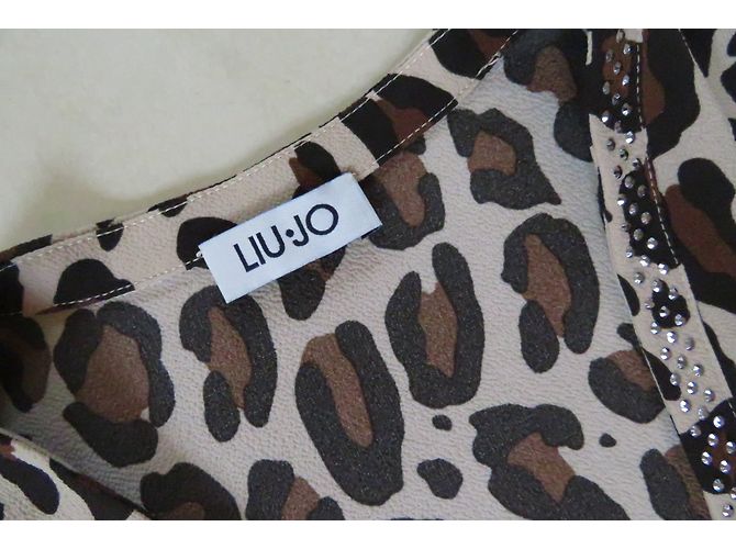 Liu.Jo Top asimétrico de jersey Liu Jo estampado de leopardo marrón negro beige Castaño - vista 2