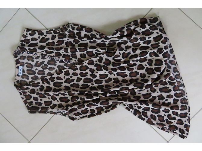 Liu.Jo Top asimétrico de jersey Liu Jo estampado de leopardo marrón negro beige Castaño - vista 4