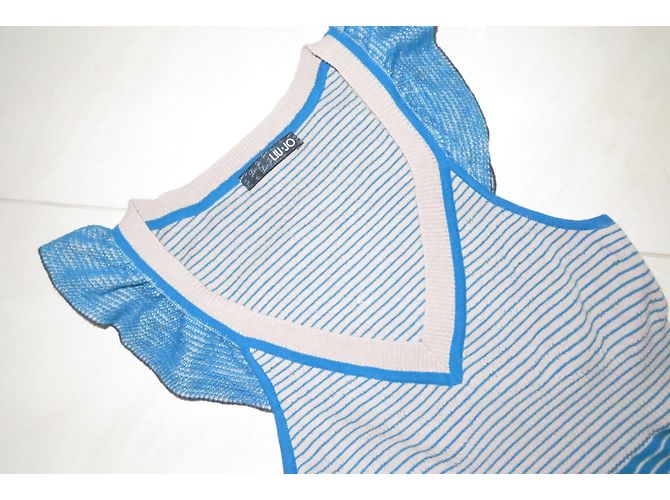 Liu.Jo Abito elastico Liu Jo in cotone blu e beige - vista 2