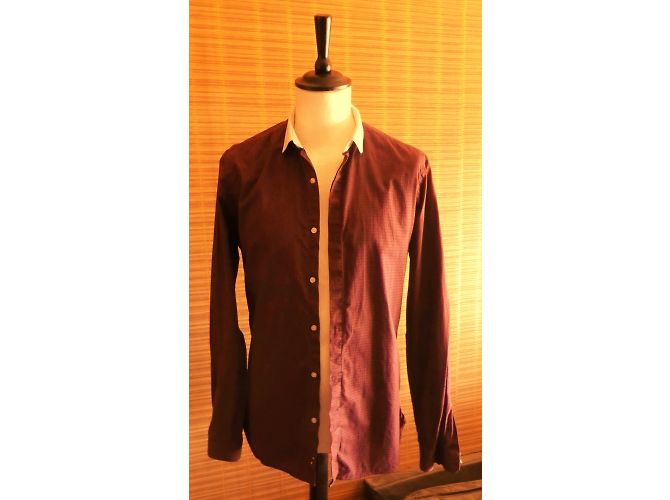 Camicia The Kooples in cotone vichy bordeaux e grigio Bordò - vista 3