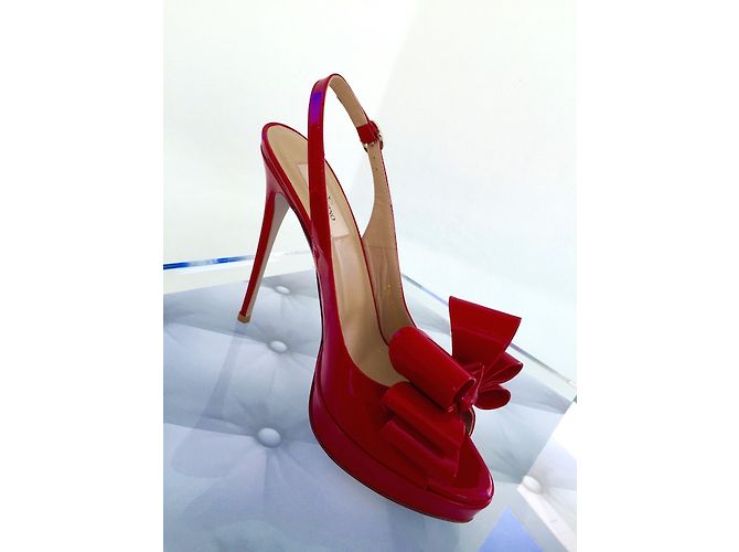 Décolleté Valentino Peep-toe in vernice rossa Rosso - vista 6