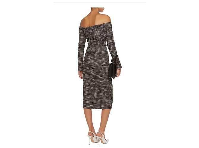 Rebecca Vallance Tweed Midi Dress Grey - view 4