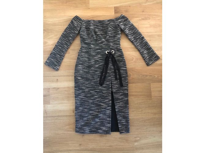 Rebecca Vallance Tweed Midi Dress Grey - view 6