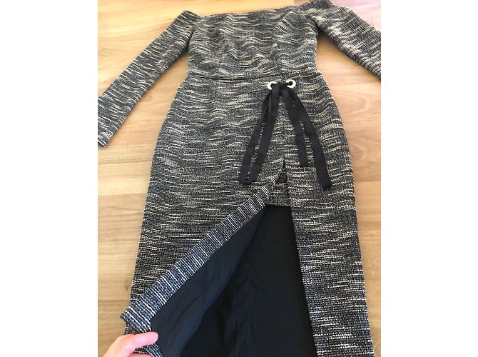 Rebecca Vallance Tweed Midi Dress Grey - view 7