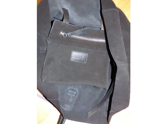 Borsa Shopping Ikks in Pelle Scamosciata Nera Nero - vista 10