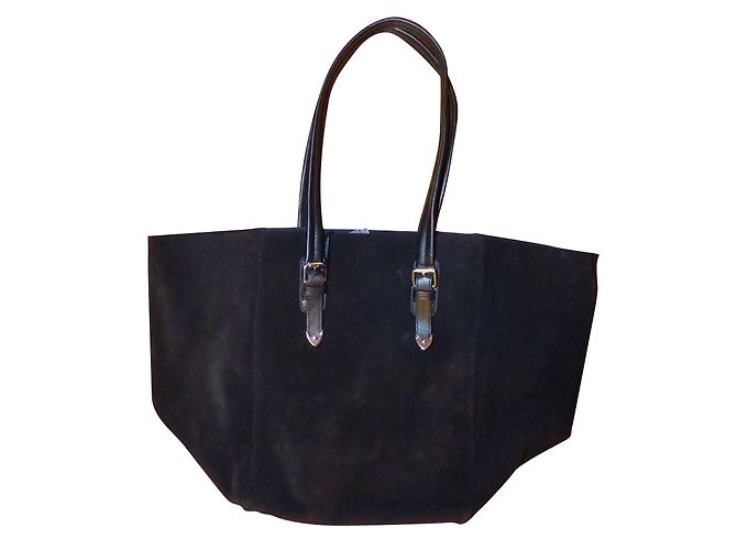 Borsa Shopping Ikks in Pelle Scamosciata Nera Nero - vista 2