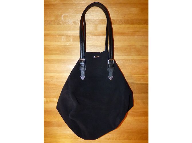 Borsa Shopping Ikks in Pelle Scamosciata Nera Nero - vista 3