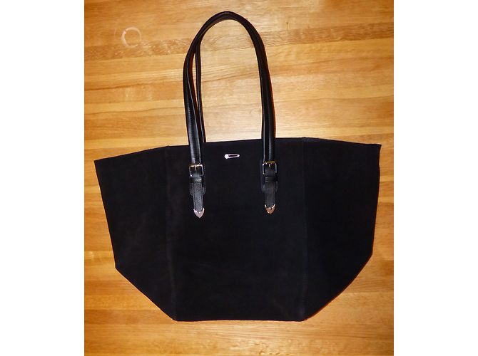 Borsa Shopping Ikks in Pelle Scamosciata Nera Nero - vista 4
