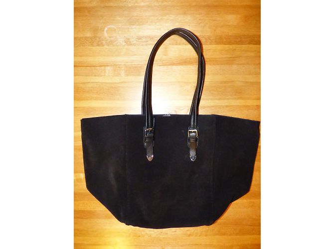 Borsa Shopping Ikks in Pelle Scamosciata Nera Nero - vista 6