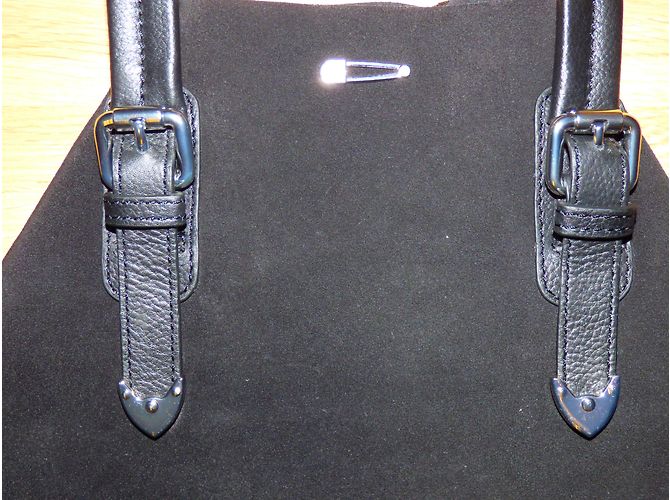 Borsa Shopping Ikks in Pelle Scamosciata Nera Nero - vista 8