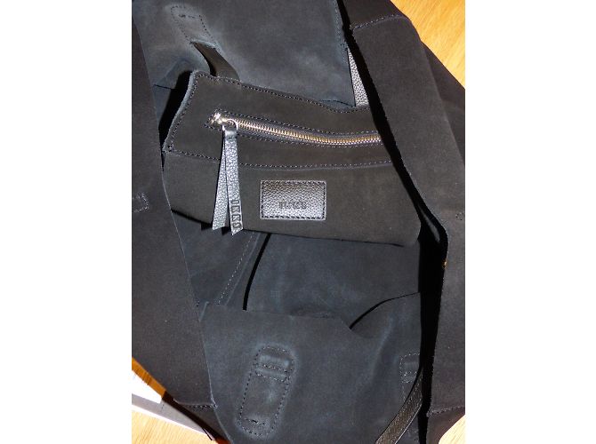 Borsa Shopping Ikks in Pelle Scamosciata Nera Nero - vista 9